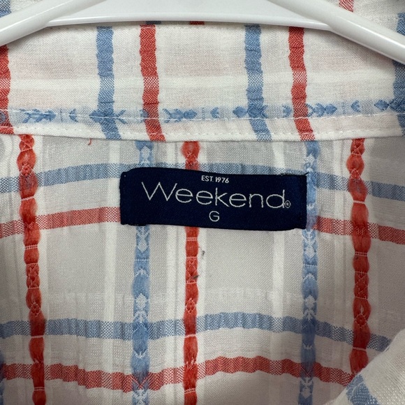 Plaid Ruffle Sleeve Button Front Blouse Size L - Picture 2 of 3